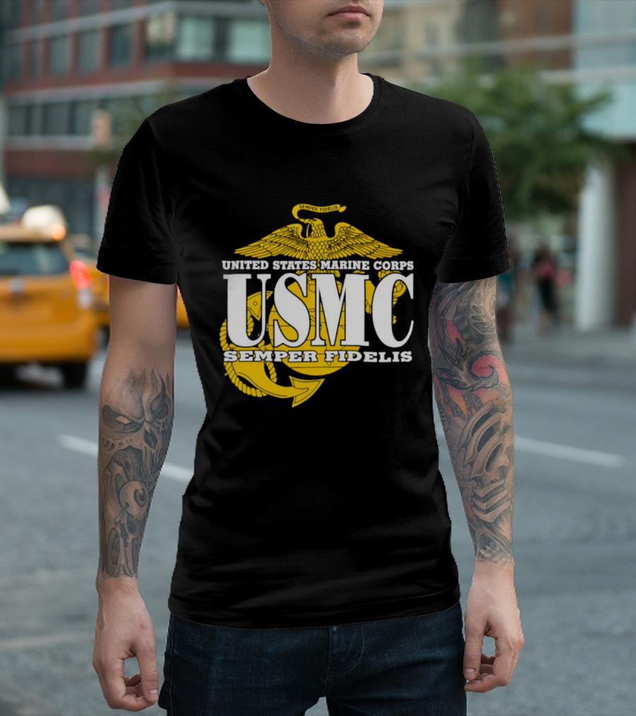 United States Marine Corps USMC Semper Fidelis Eagle Globe Anchor T-Shirt