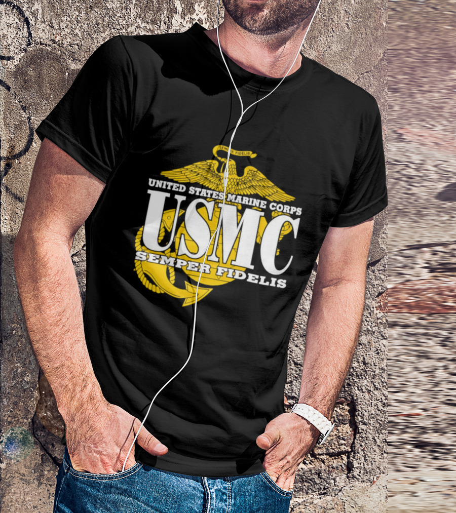 United States Marine Corps USMC Semper Fidelis Eagle Globe Anchor T-Shirt