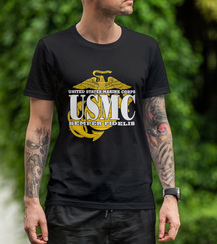 United States Marine Corps USMC Semper Fidelis Eagle Globe Anchor T-Shirt
