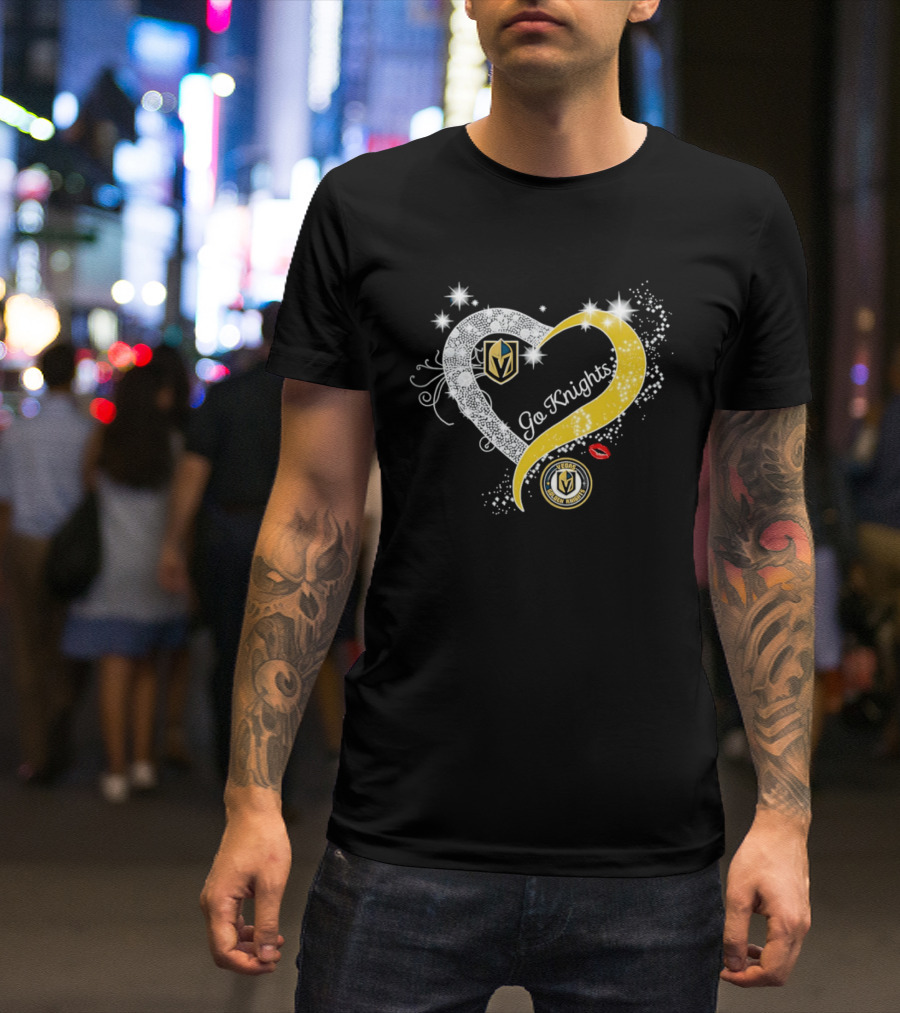 Vegas Golden Knights NHL Heart Emblem Go Knights T-Shirt