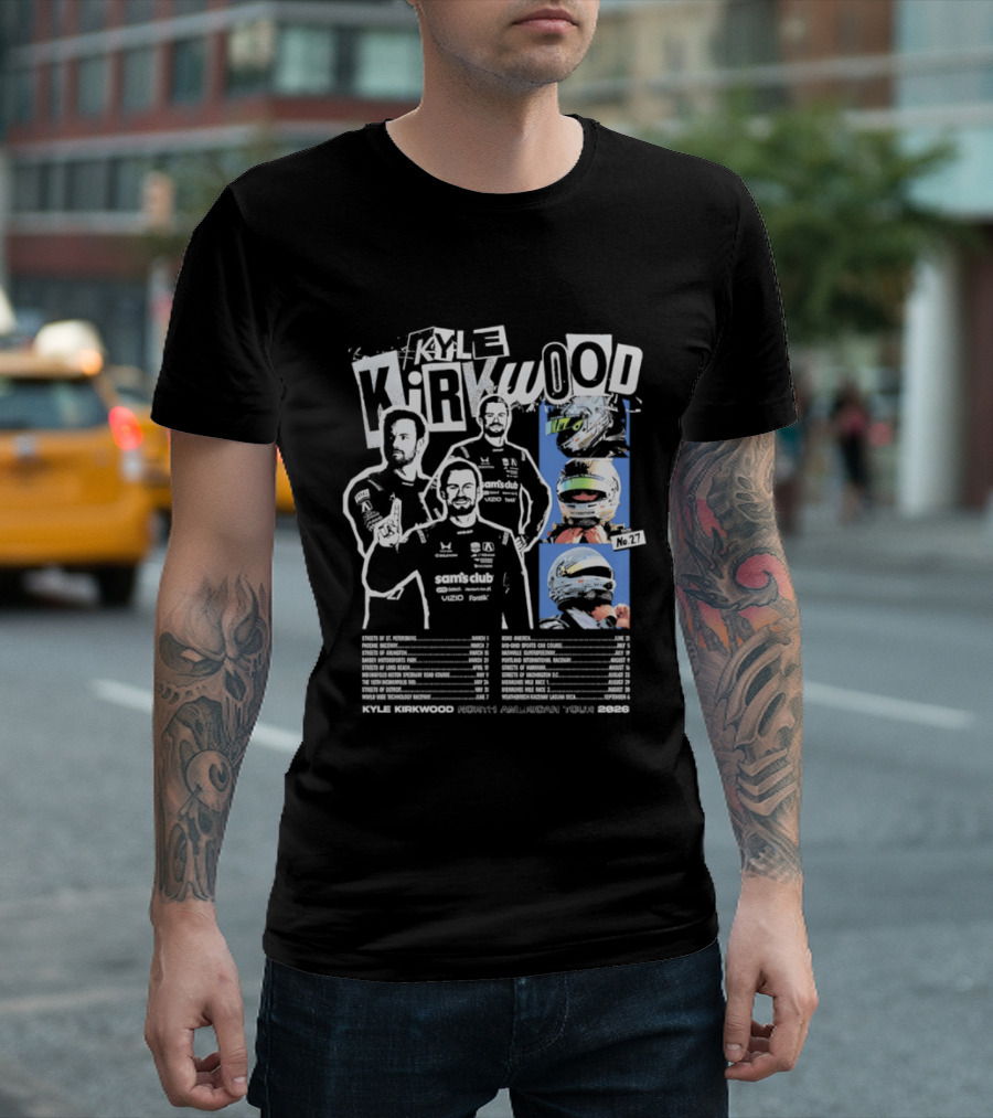 Kyle Kirkwood North American Tour 2026 Racing Helmet And Driver Poses T-Shirt