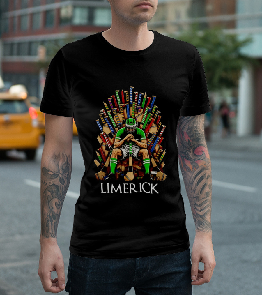 Limerick Hurler Throne Of Hurleys T-Shirt