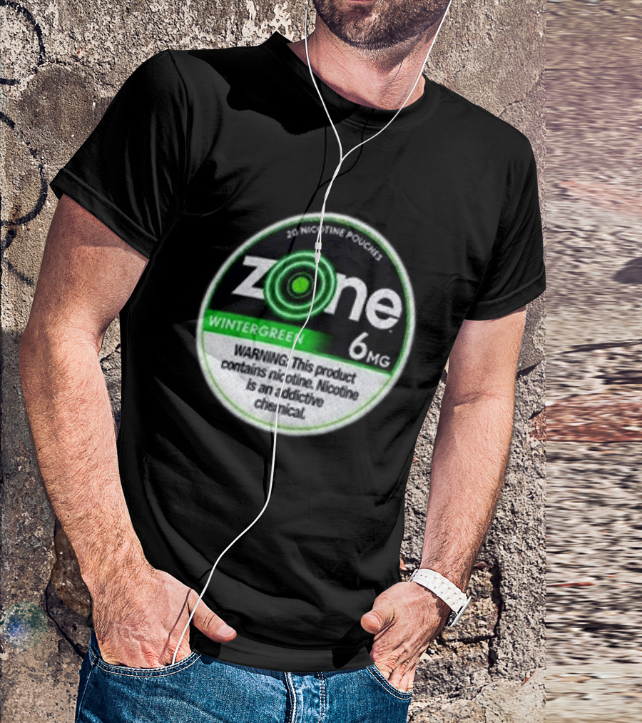 20 Nicotine Pouches Zone Wintergreen 6mg Warning Contains Nicotine T-Shirt