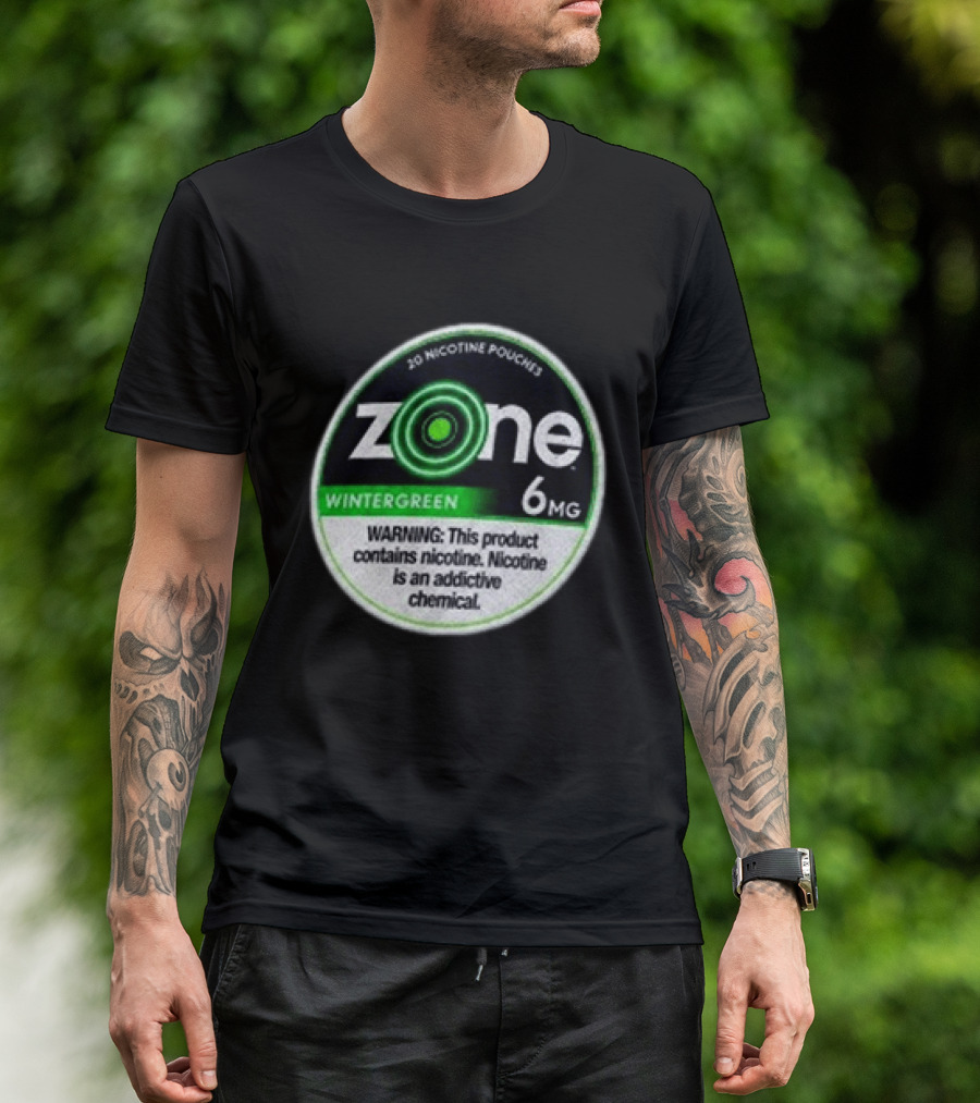 20 Nicotine Pouches Zone Wintergreen 6mg Warning Contains Nicotine T-Shirt