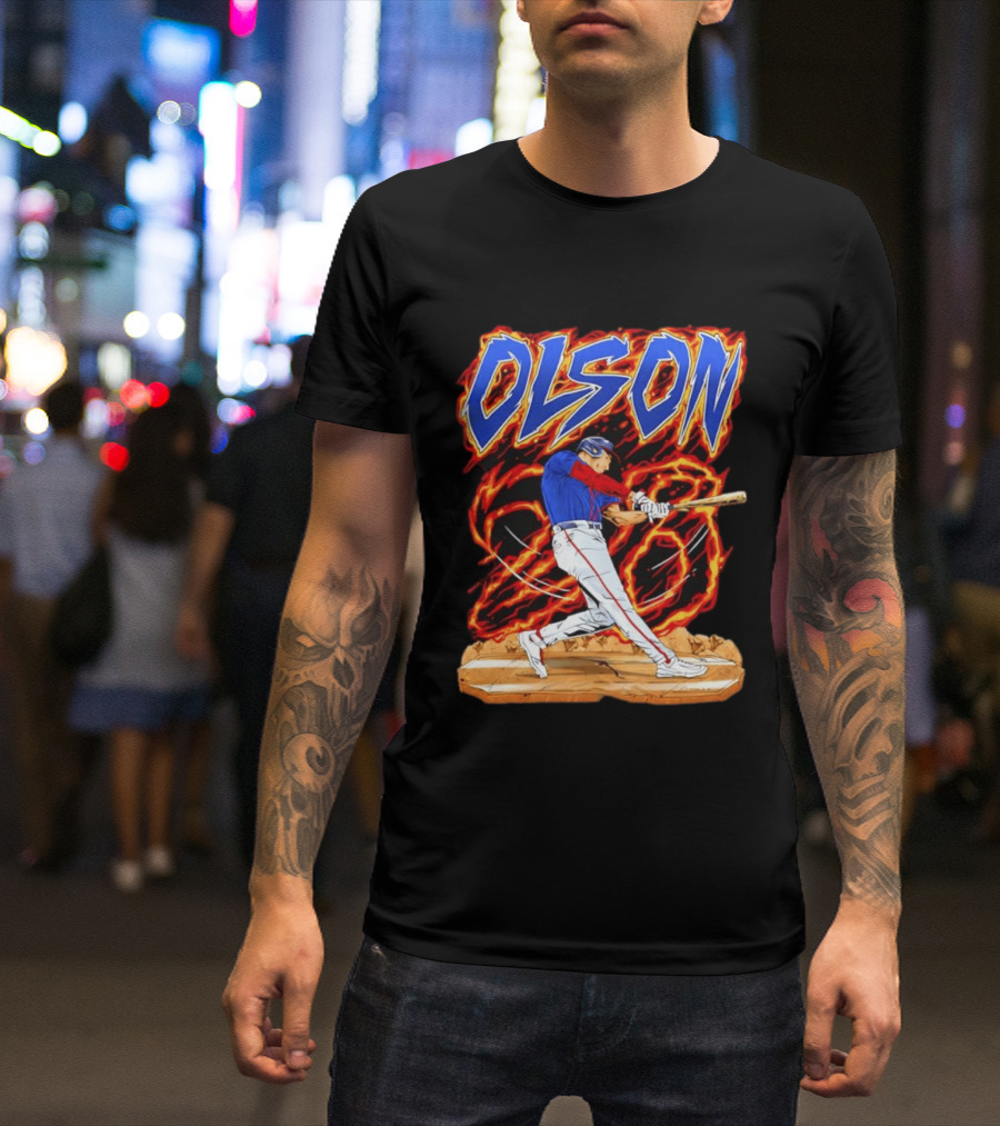 Olson Baseball Player Batting With Intense Flame T-Shirt