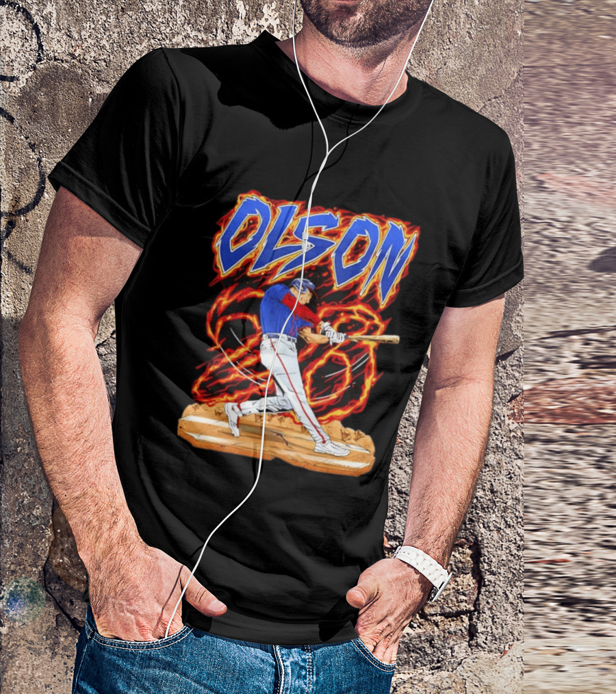 Olson Baseball Player Batting With Intense Flame T-Shirt