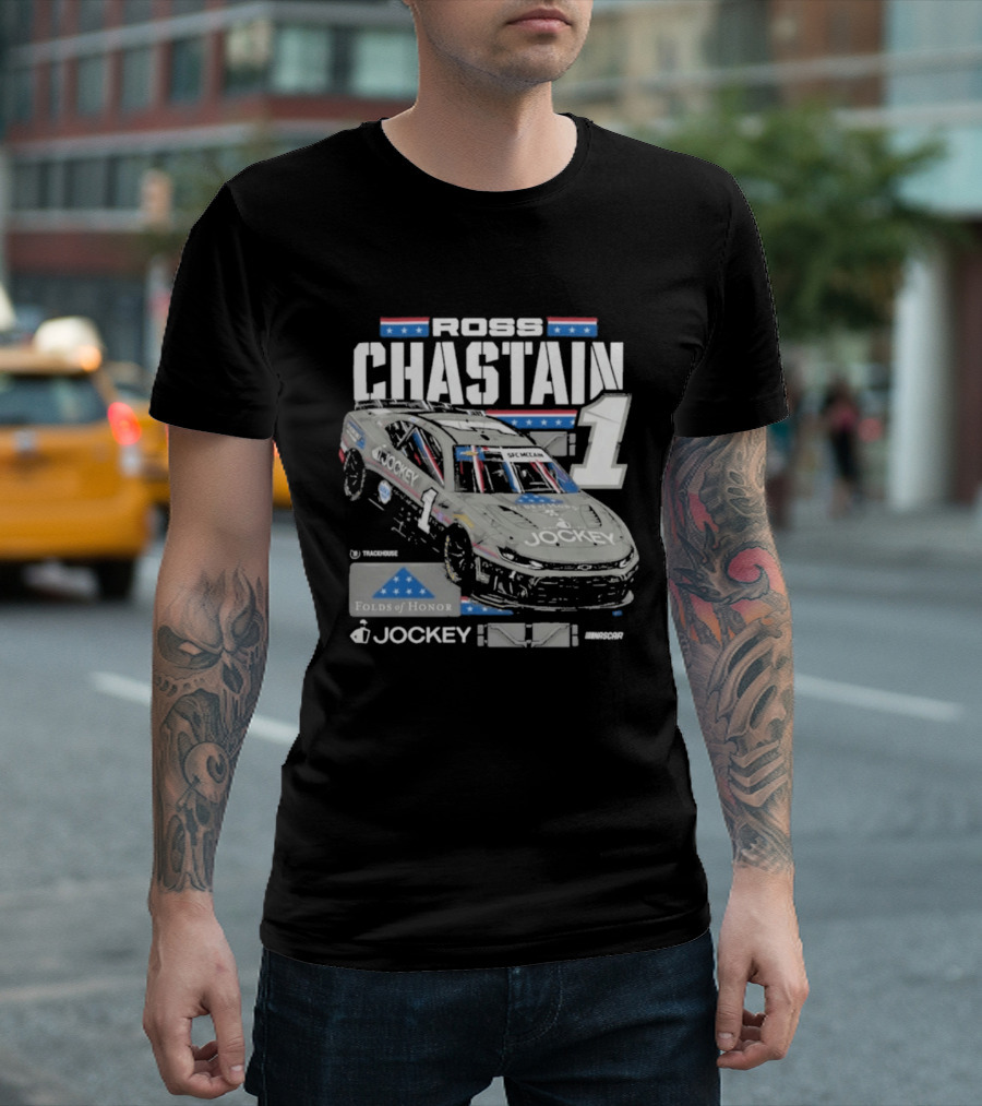Ross Chastain #1 2026 Jockey Folds Of Honor Racing Car T-Shirt