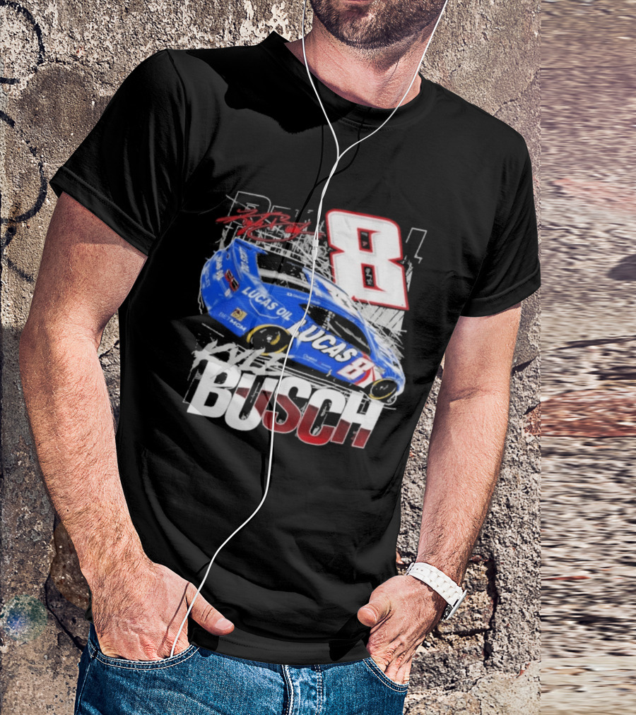 Kyle Busch Lucas Oil #8 Racing Car Red 2 Spot T-Shirt