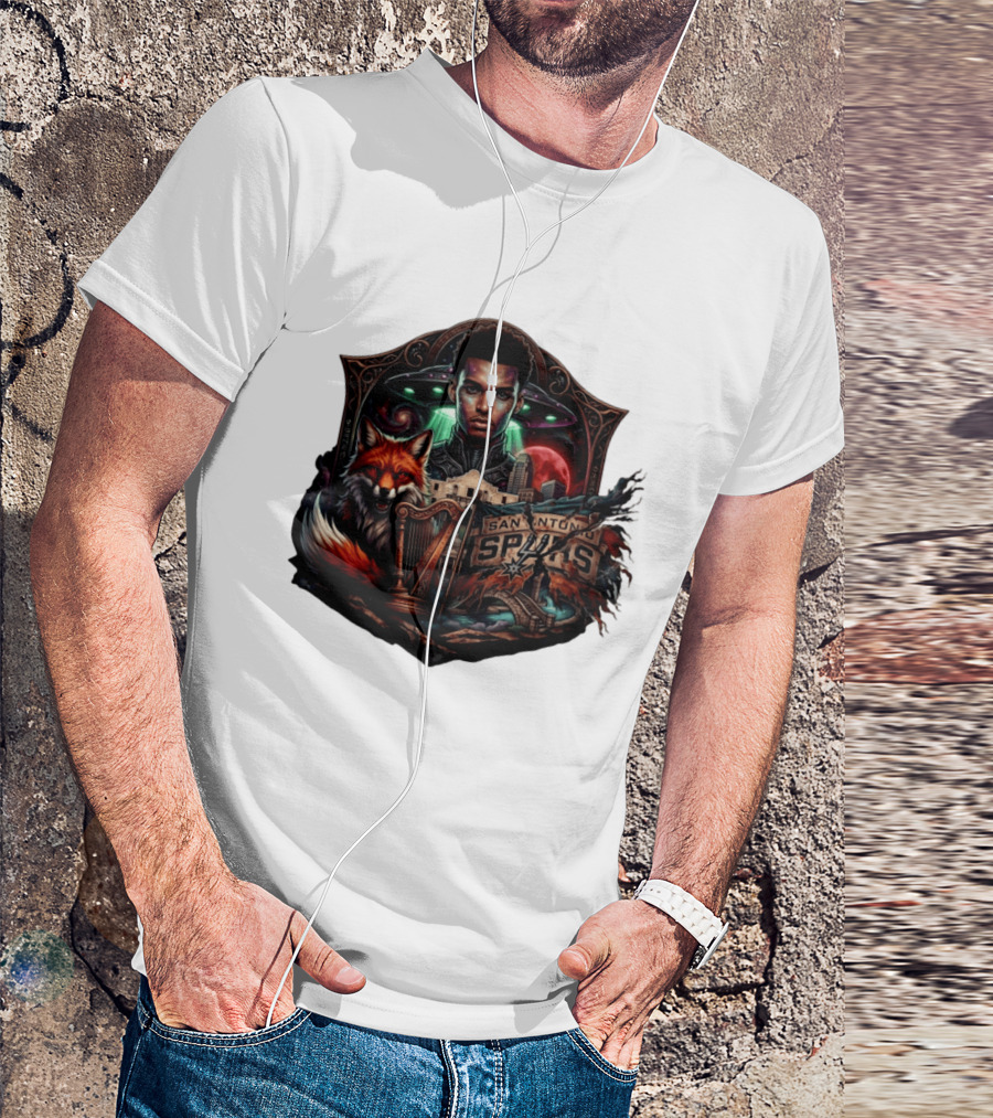 San Antonio Spurs Alien Wemby Space Hoops Comic Skyline Texas Basketball 2026 Fox T-Shirt