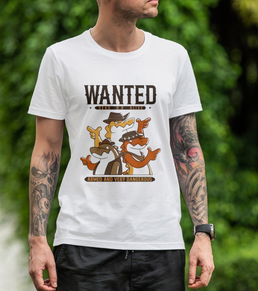 Wanted Dead Or Alive Alligator Cowboy Trio Armed And Very Dangerous T-Shirt