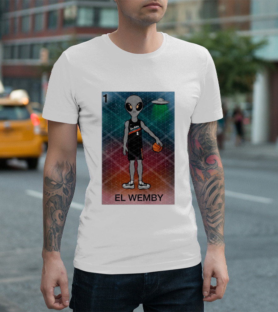 El Wemby Lotería Card Alien Victor Wembanyama San Antonio Spurs Basketball NBA 2026 T-Shirt