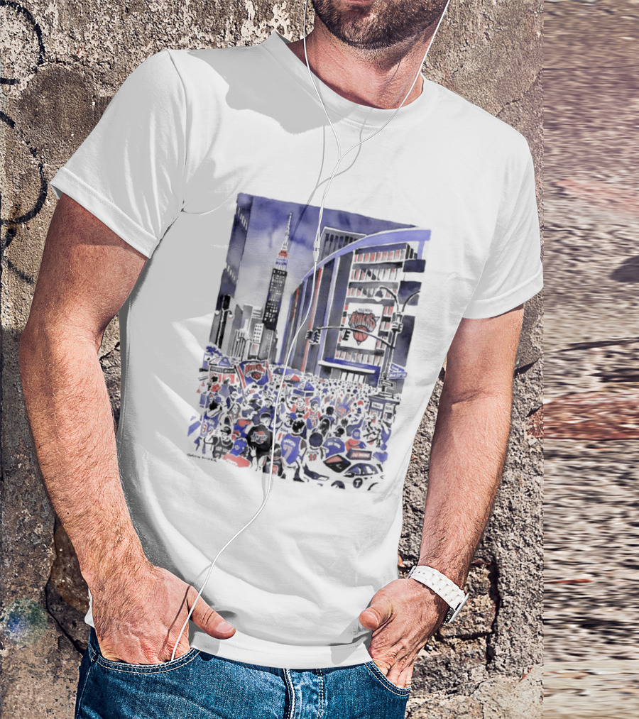 New York Knicks Madison Square Garden Empire State Building Fans Scene T-Shirt