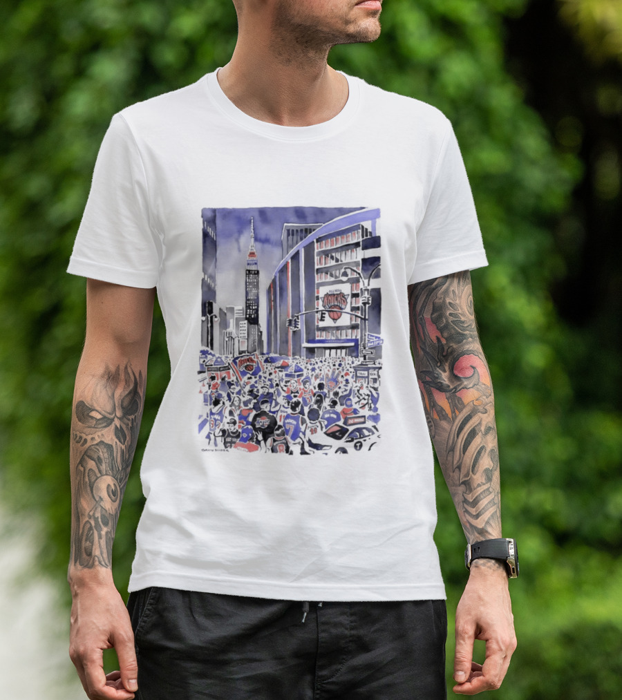 New York Knicks Madison Square Garden Empire State Building Fans Scene T-Shirt