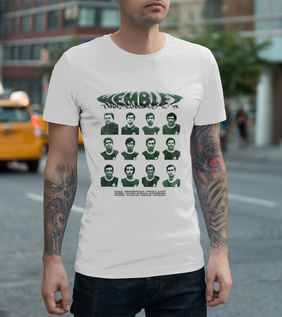 Panathinaikos FC 1971 Team Wembley Kemble Players T-Shirt