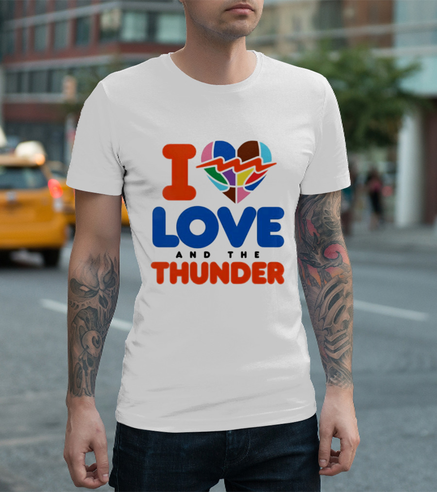 I Love Thunder Heart Color Block T-Shirt