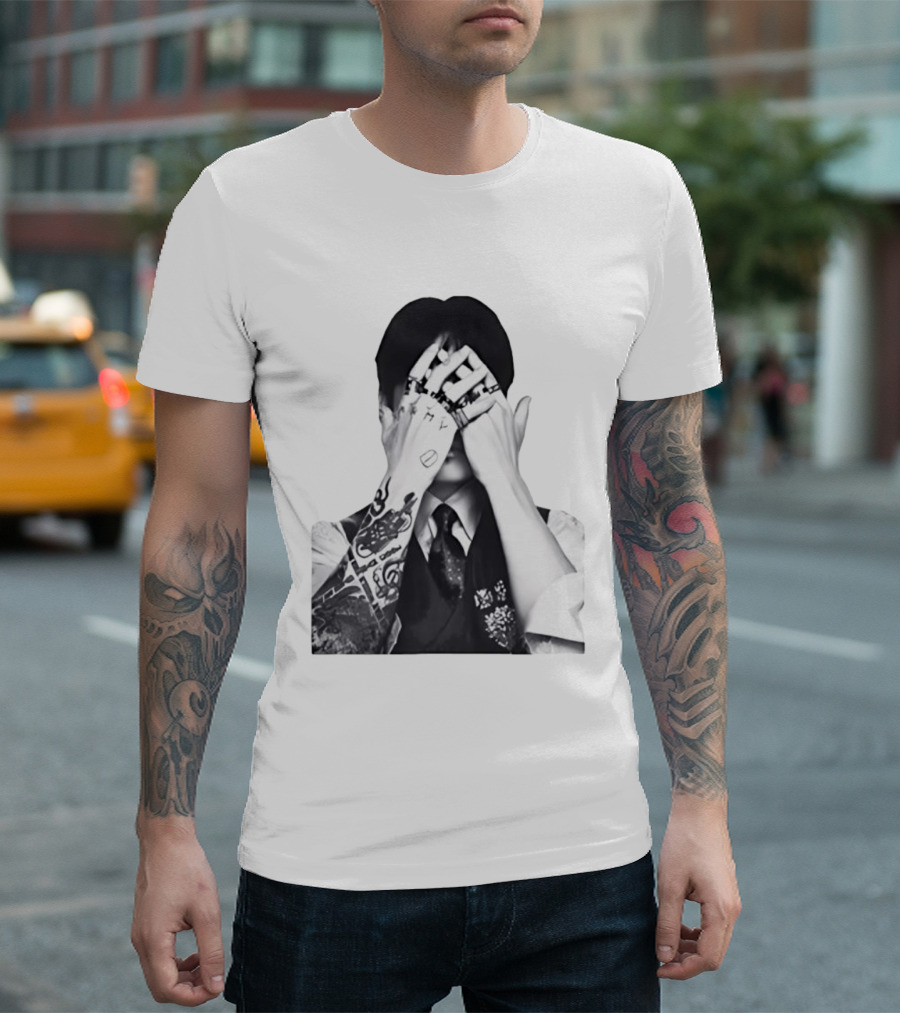 Jungkook BTS Tattoo Hands Rings Black And White Aesthetic T-Shirt