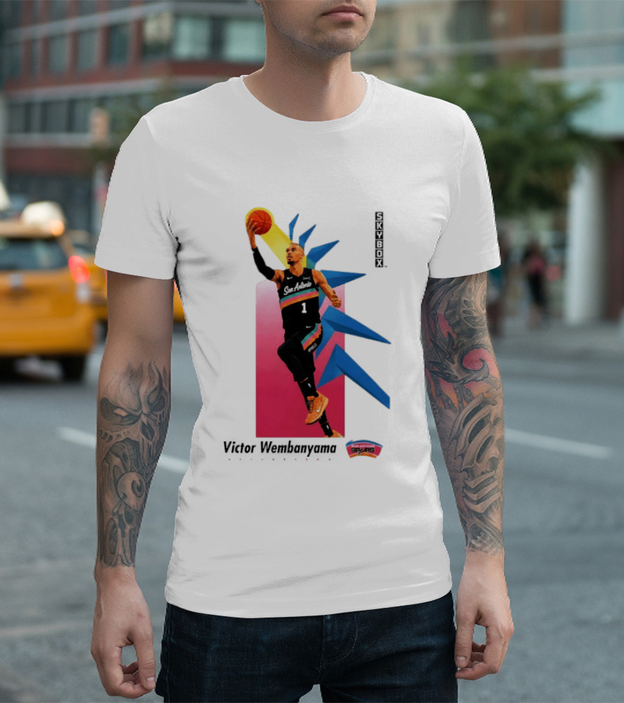 Victor Wembanyama San Antonio Spurs Basketball NBA Skybox 90s Retro Dunking Action T-Shirt