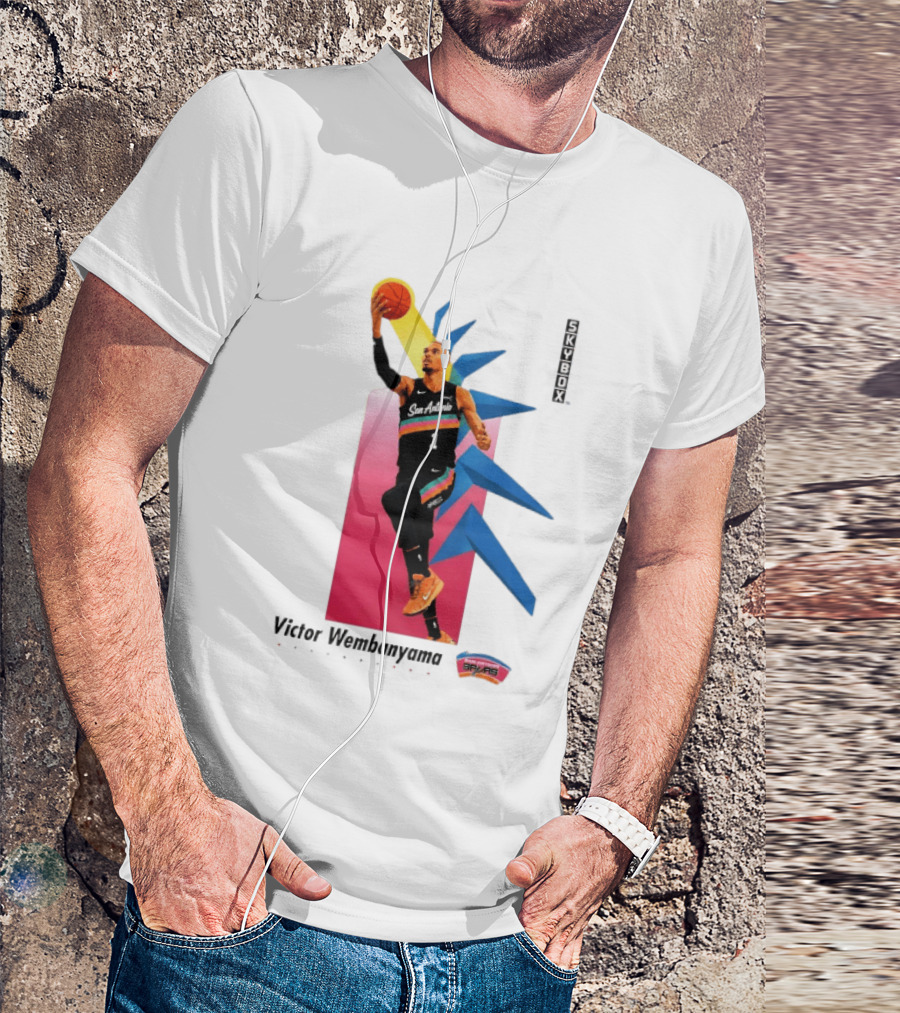 Victor Wembanyama San Antonio Spurs Basketball NBA Skybox 90s Retro Dunking Action T-Shirt