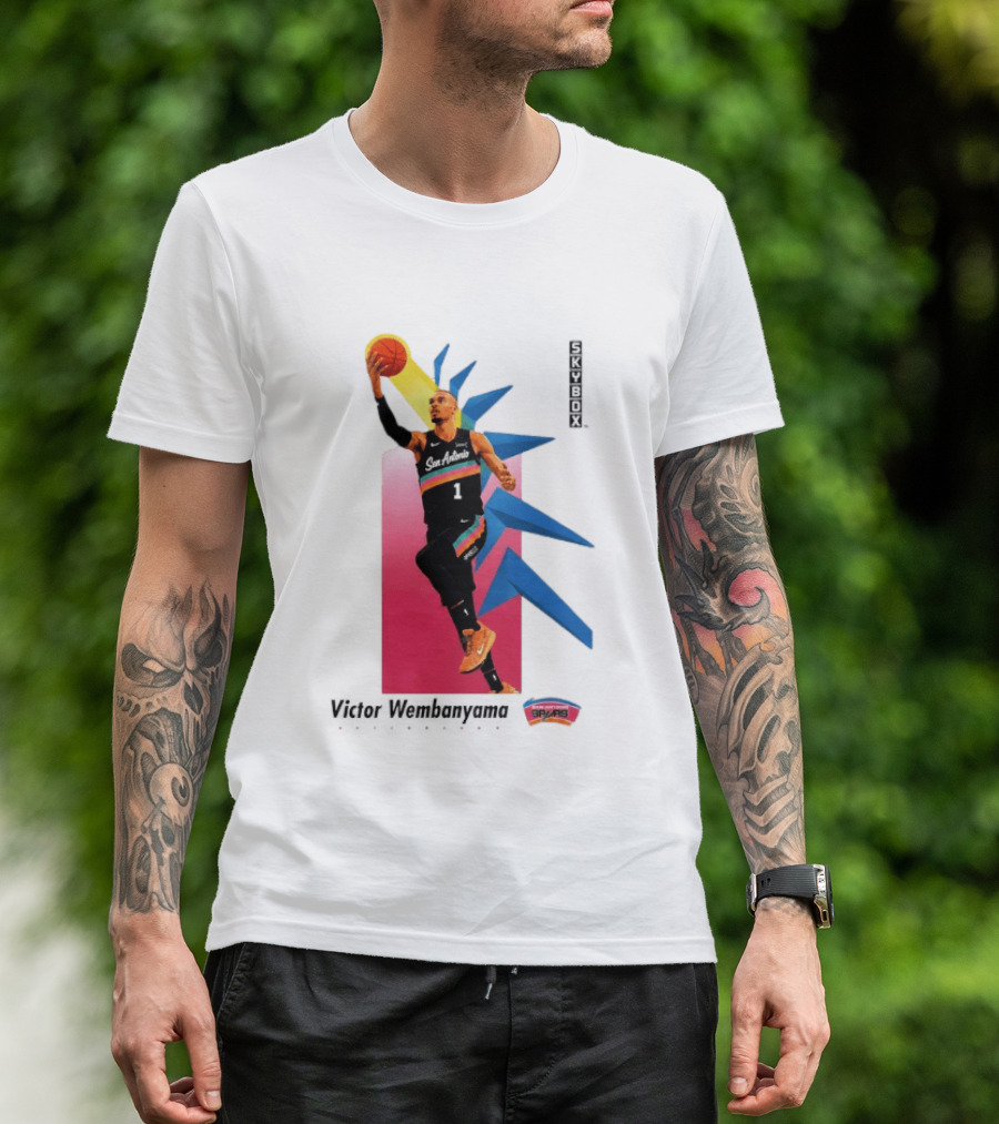 Victor Wembanyama San Antonio Spurs Basketball NBA Skybox 90s Retro Dunking Action T-Shirt