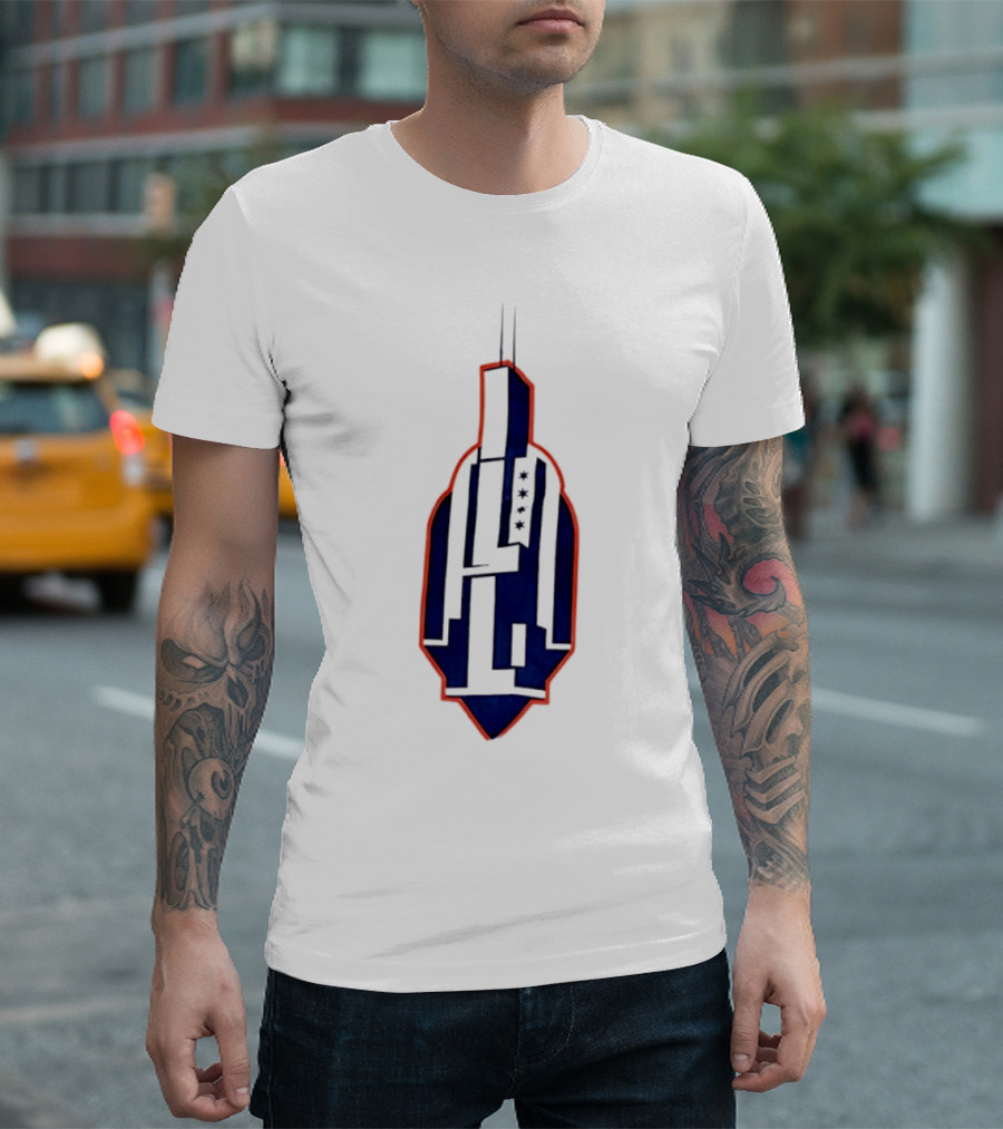 Chicago Skyline Willis Tower Symbol With Flag Stars T-Shirt