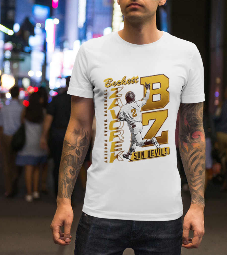 Beckett Zavorke Arizona State Baseball Sun Devils BZ Number 2 T-Shirt