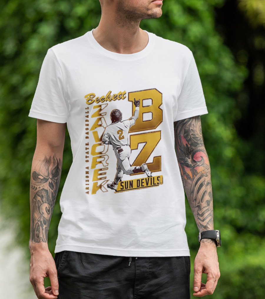 Beckett Zavorke Arizona State Baseball Sun Devils BZ Number 2 T-Shirt
