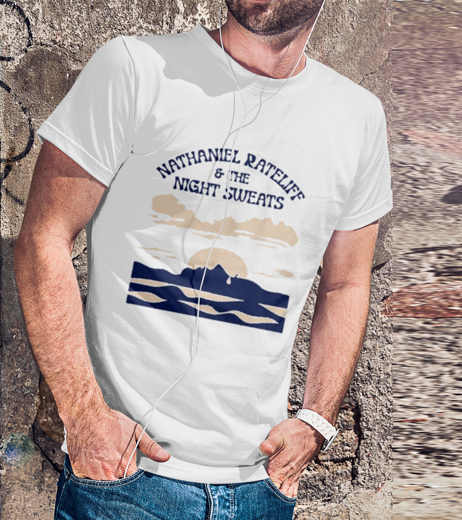 Nathaniel Rateliff & The Night Sweats Sunset Clouds And Mountain River Scene T-Shirt