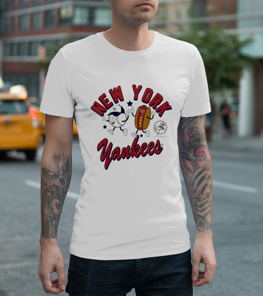 New York Yankees Baseball Hot Dog Snack Mascots Fun T-Shirt