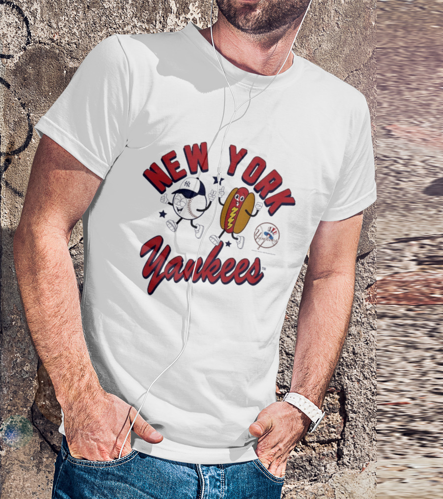 New York Yankees Baseball Hot Dog Snack Mascots Fun T-Shirt