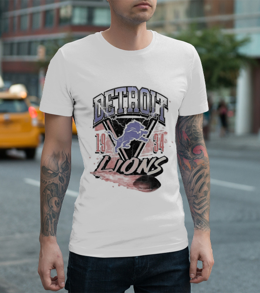 Detroit Lions 19 34 Vintage Style Iconic Team T-Shirt