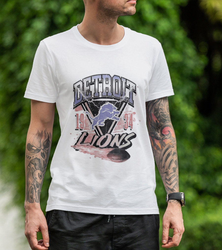Detroit Lions 19 34 Vintage Style Iconic Team T-Shirt