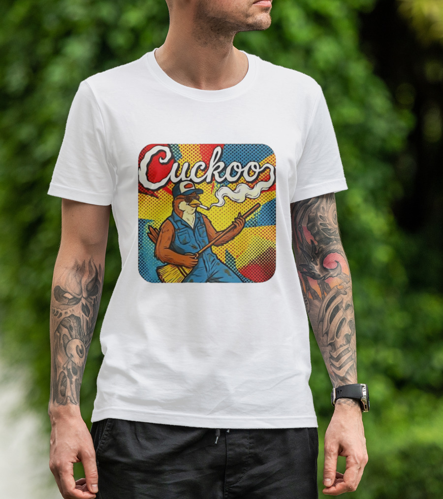 Cuckoo Smoking Bird In Sunglasses Retro Pop T-Shirt