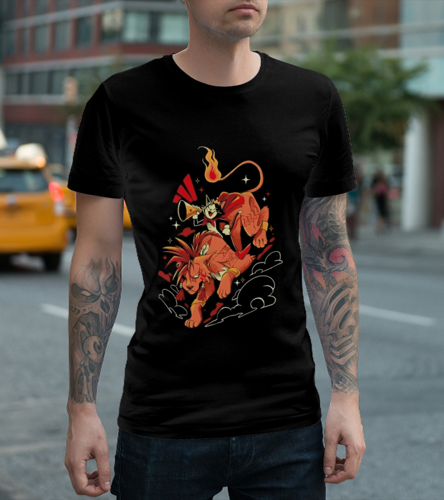 Cait Sith Red XIII Fantasy Adventure Duo Red Rider T-Shirt