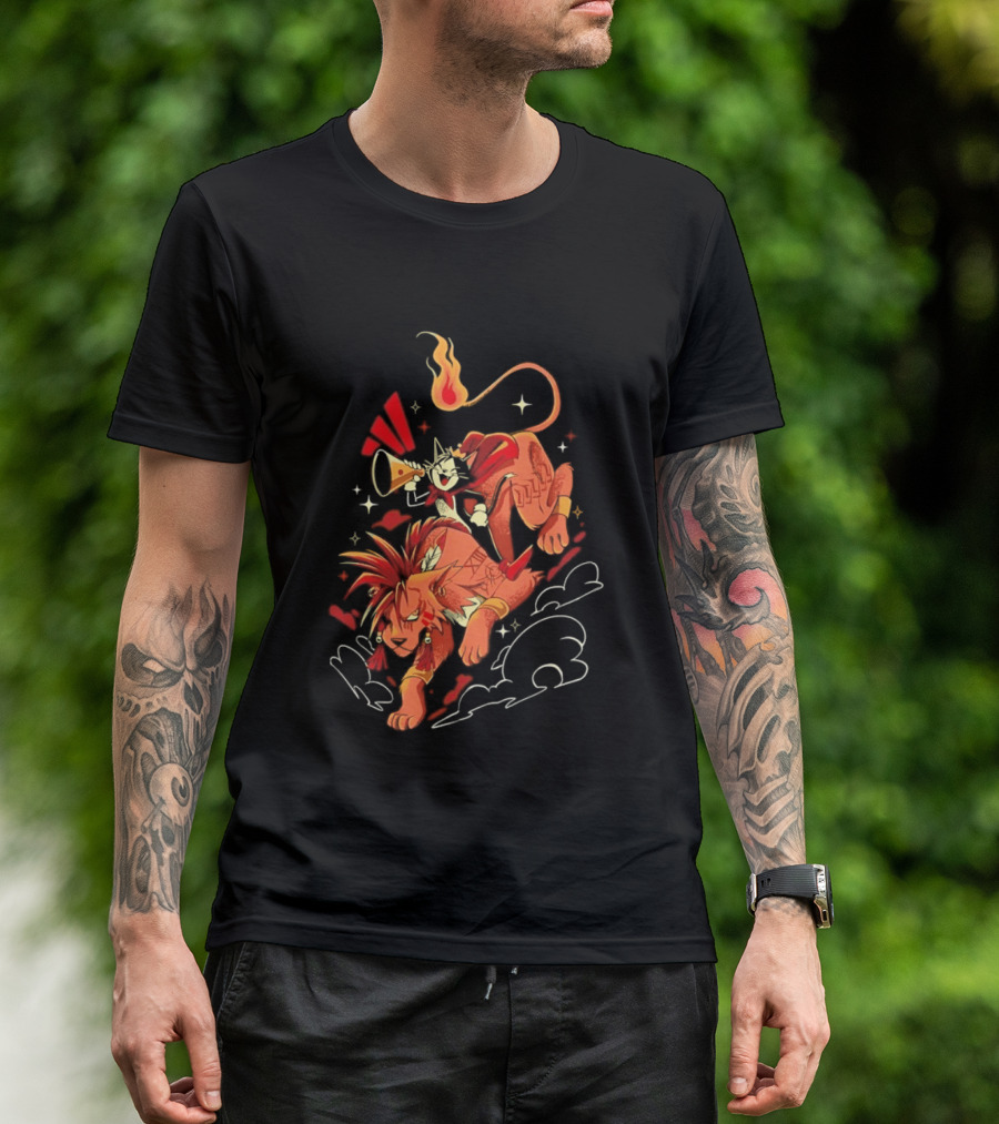 Cait Sith Red XIII Fantasy Adventure Duo Red Rider T-Shirt