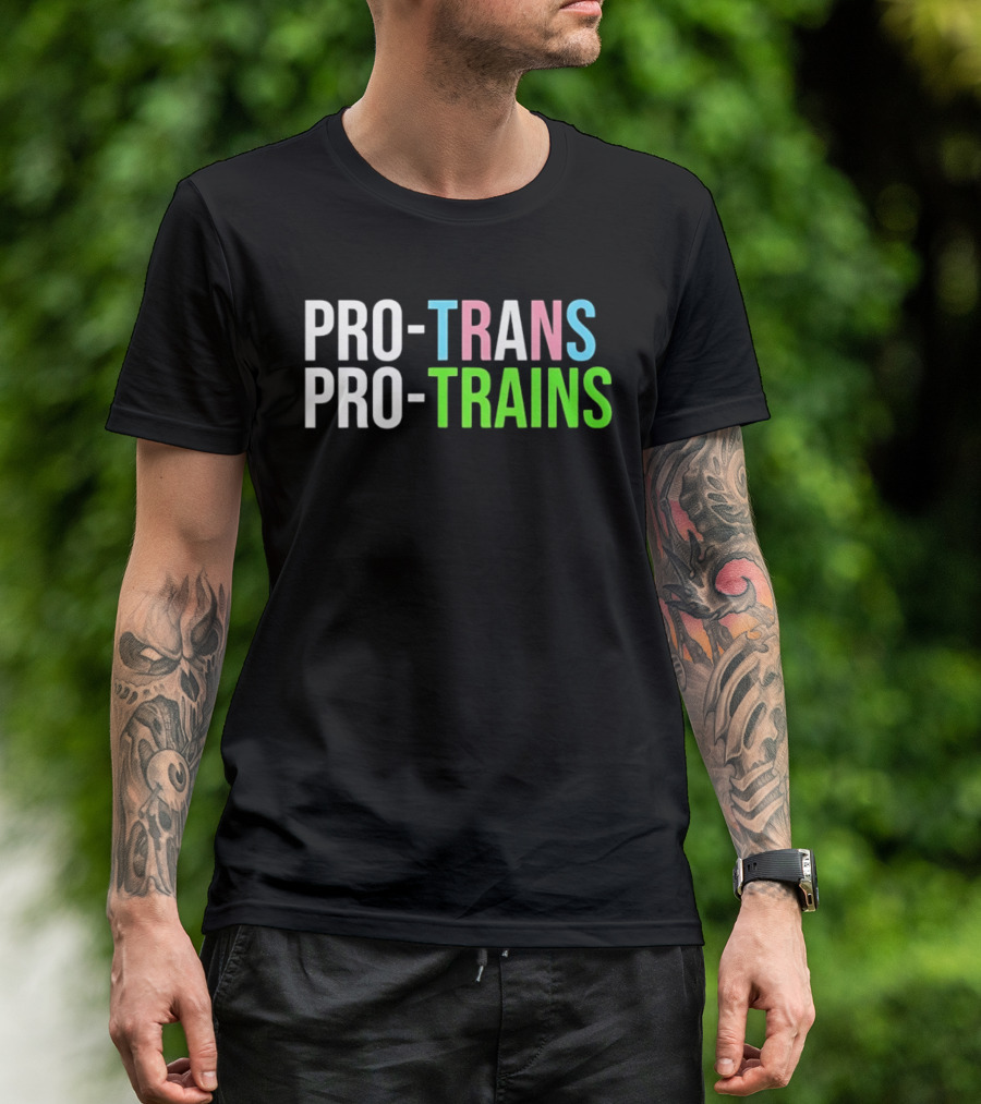 PRO TRANS PRO TRAINS Transgender Ally Public Transport Message T-Shirt