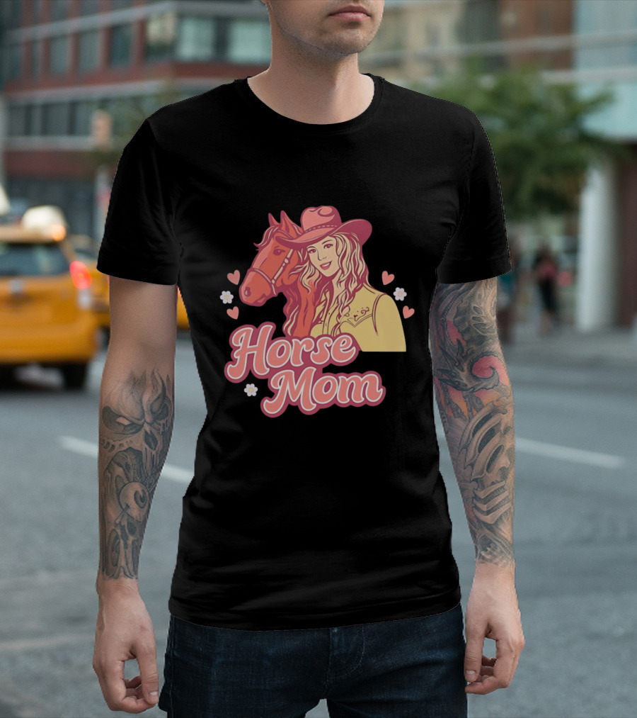 Cowgirl Horse Mom With Mustang And Hearts T-Shirt