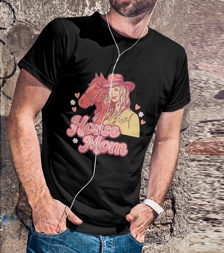 Cowgirl Horse Mom With Mustang And Hearts T-Shirt