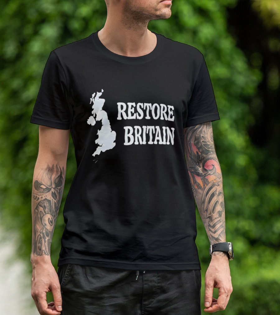 Restore Britain Map Text With United Kingdom T-Shirt