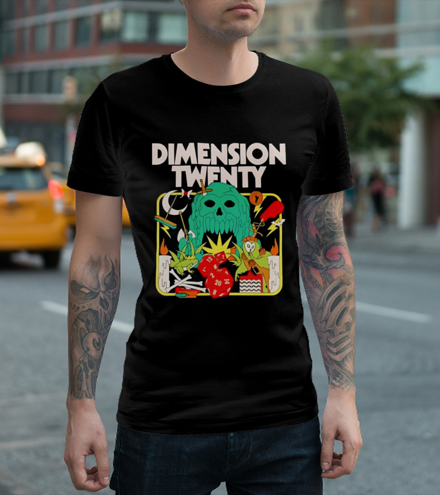 Dimension Twenty RPG Dice Skull Adventure T-Shirt