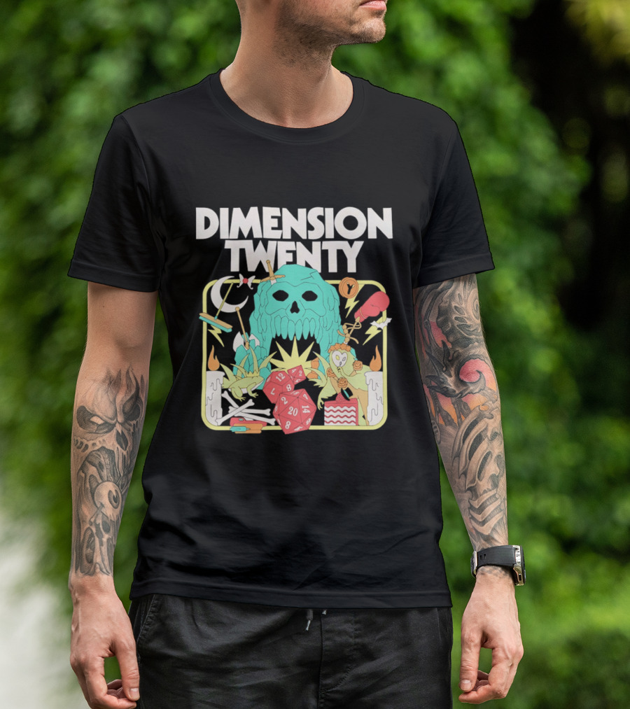 Dimension Twenty Skull Dice Fantasy Adventure T-Shirt