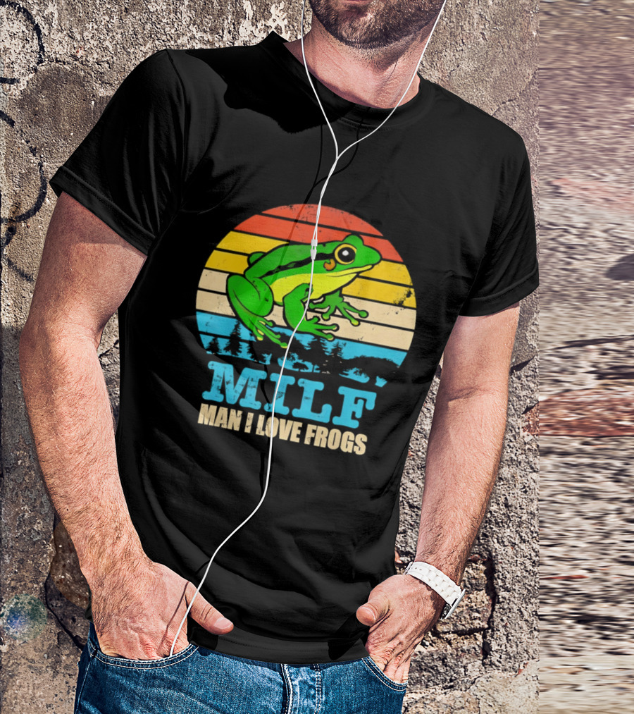 Frog MILF Man I Love Frogs Retro Sunset T-Shirt