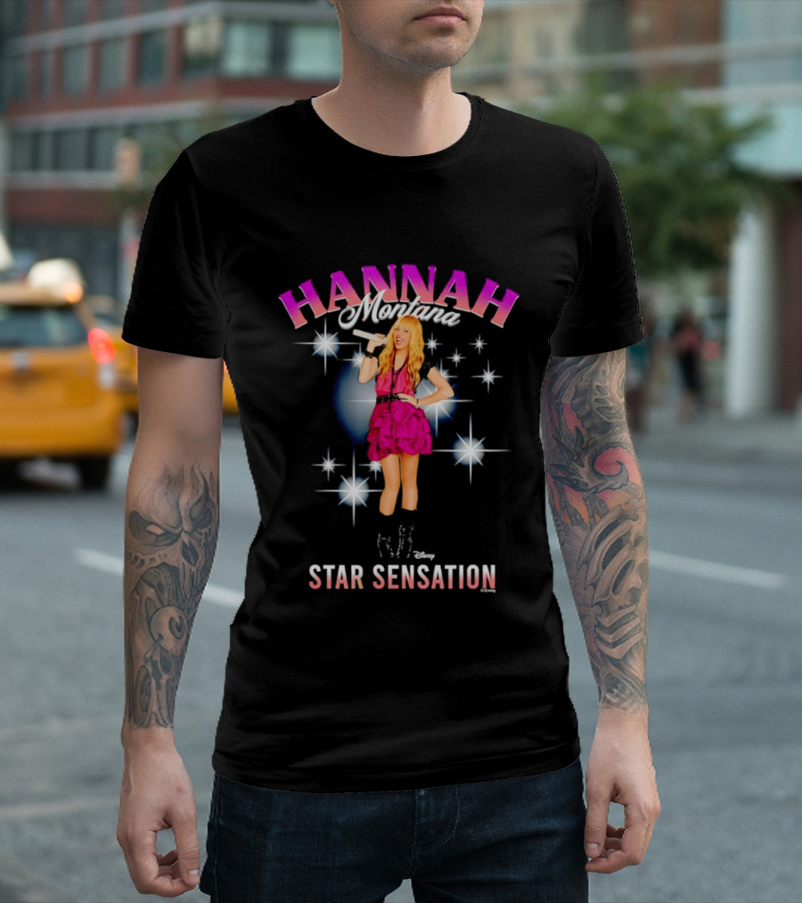 Hannah Montana Star Sensation Pink Glam Microphone Pop T-Shirt