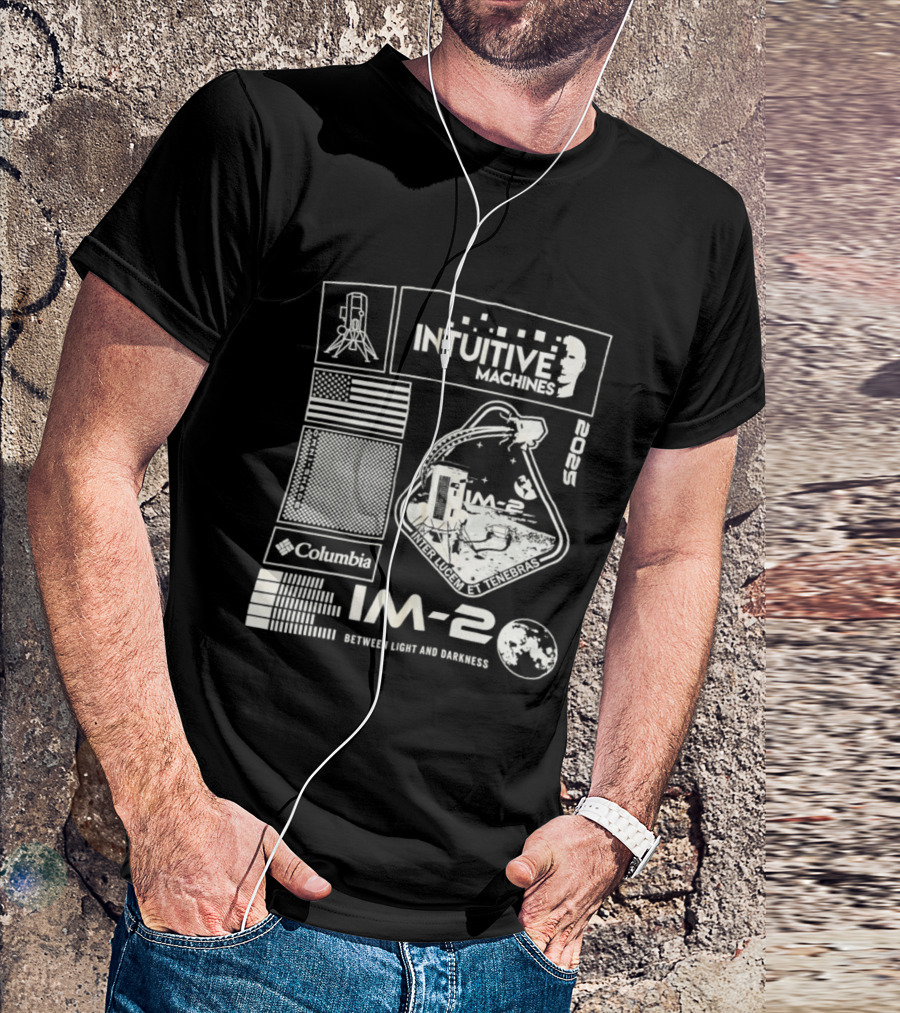 Intuitive Machines IM 2 Mission Lunar Lander Space Exploration 2025 Lunar Light And Darkness T-Shirt