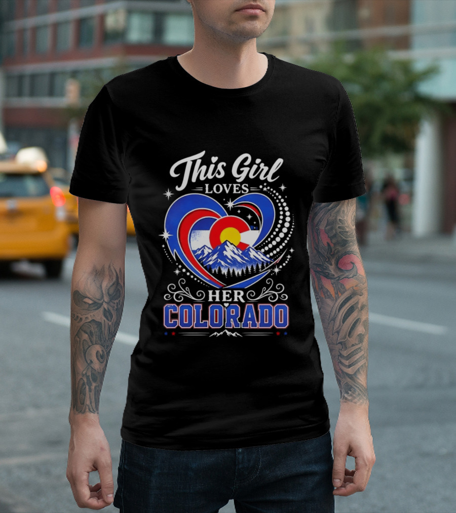 This Girl Loves Her Colorado With Heart And Mountain Scene T-Shirt