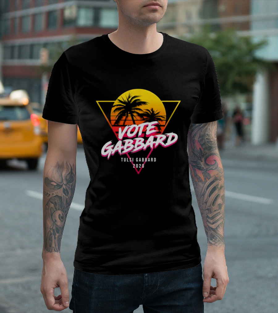 Vote Gabbard Tulsi Gabbard 2020 Sunset Palm Trees T-Shirt