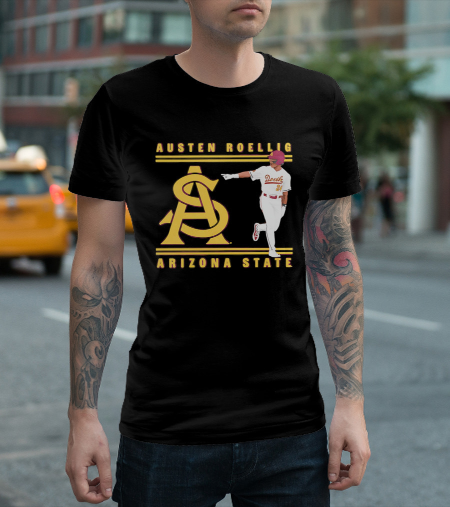 Austen Roellig Arizona State Devils Baseball NCAA Illustrated ASU T-Shirt