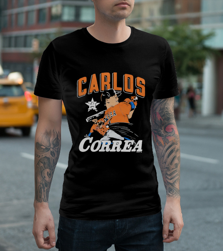 Carlos Correa Astros Caricature Tri Blend T-Shirt