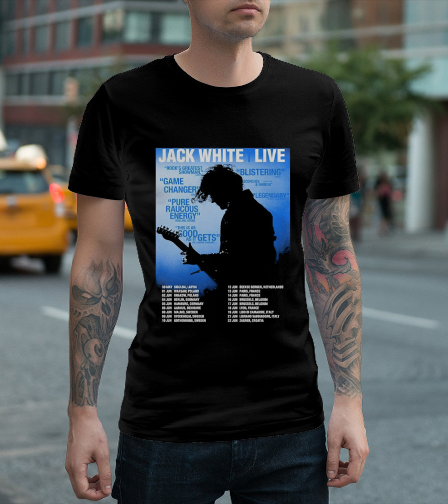 Jack White Live Europe 2026 Tour Dates Schedule Legendary Rock Concert Experience T-Shirt