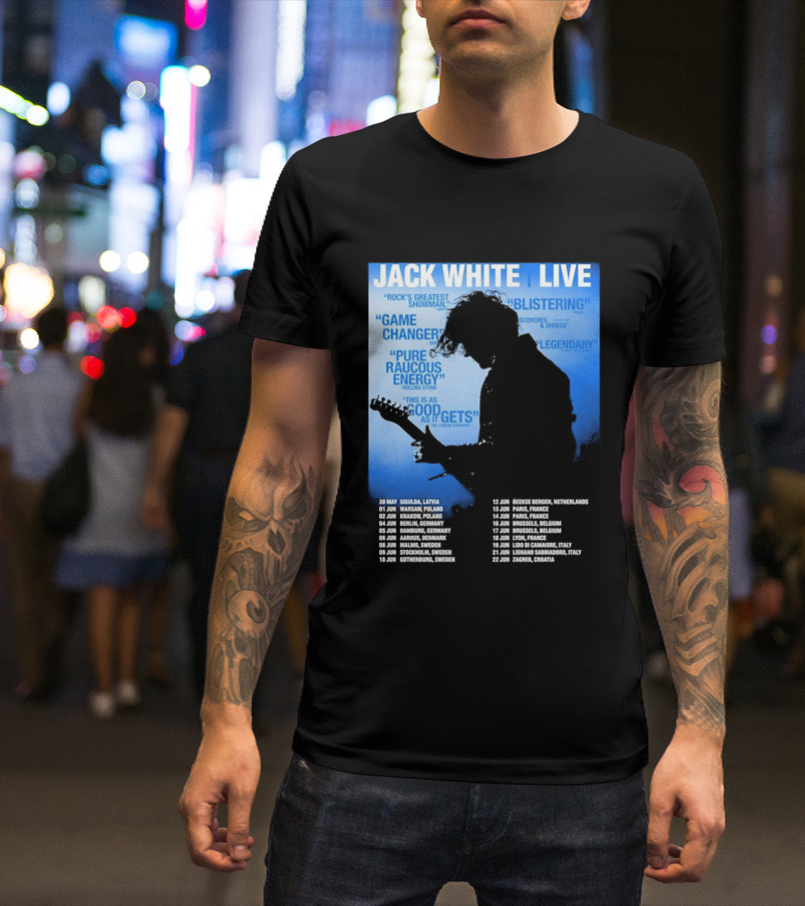 Jack White Live Europe 2026 Tour Dates Schedule Legendary Rock Concert Experience T-Shirt