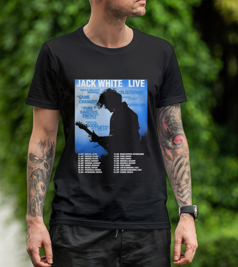 Jack White Live Europe 2026 Tour Dates Schedule Legendary Rock Concert Experience T-Shirt